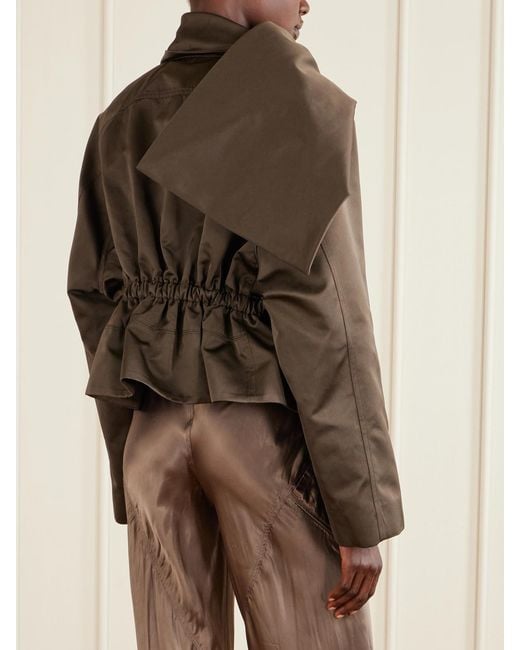 Rick Owens Brown Cropped Scarf Flight Satin-Shell Jacket