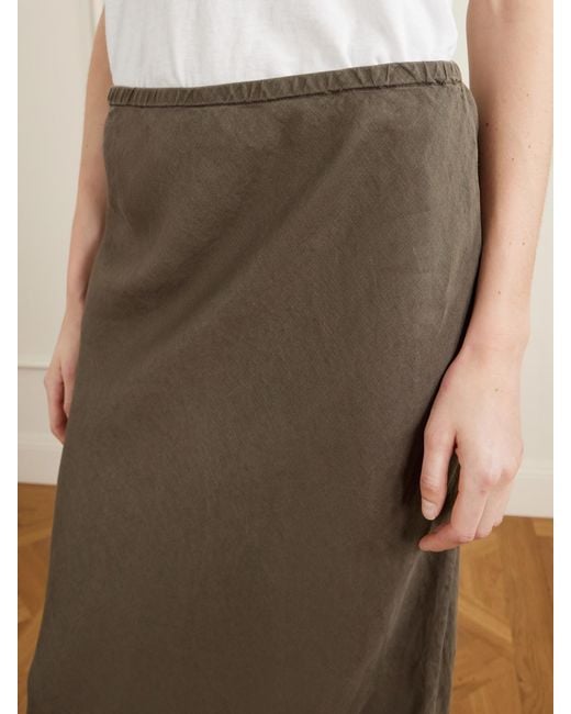 James Perse Gray Linen Midi Skirt