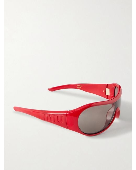 Miu Miu Pink Rounded-Frame Acetate Sunglasses