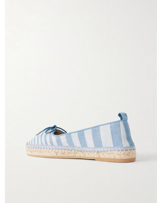 Chloé Blue Leather-Trimmed Striped Canvas Espadrilles