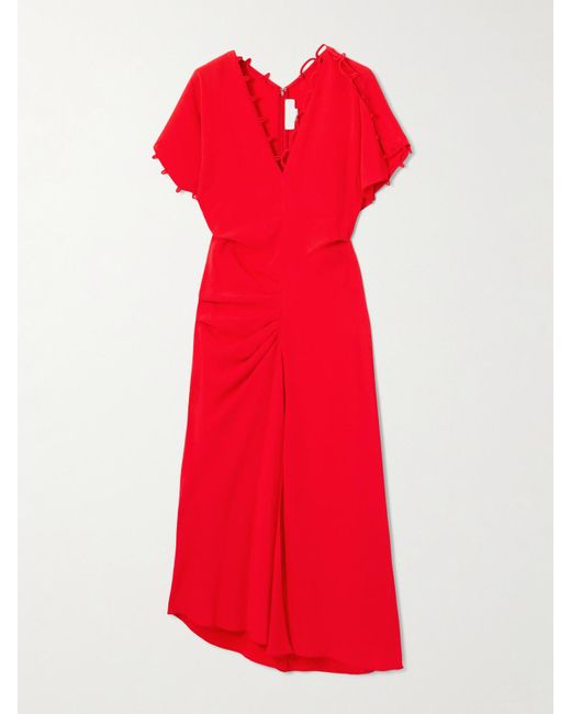 Victoria Beckham Red Midikleid Aus Crêpe