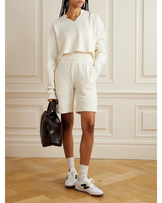 ÉTERNE Natural Boyfriend Embroidered Cotton And Modal-Blend Terry Shorts