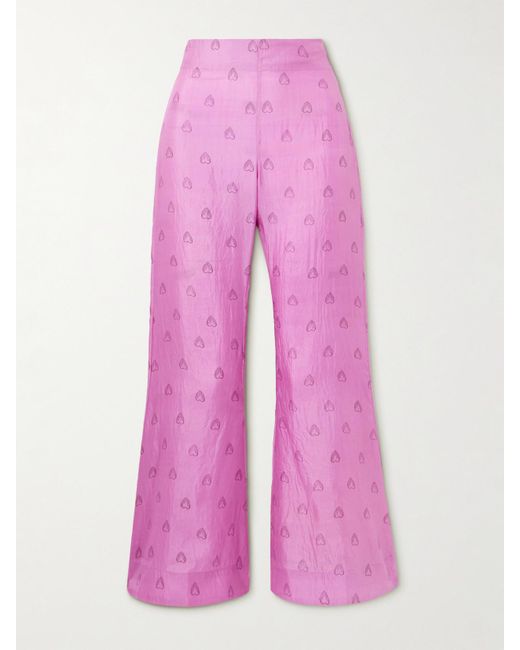 Alix Of Bohemia Pink Farah Schlaghose Aus Bedruckter Seide