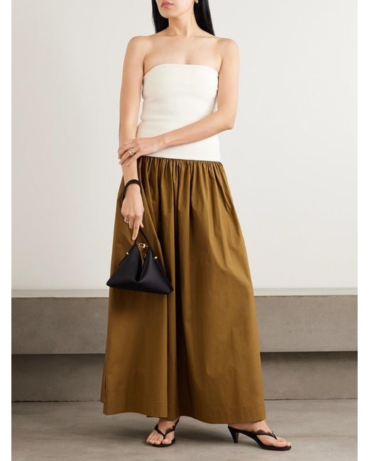 Esse Studios Natural Duo Strapless Stretch-Knit And Cotton-Poplin Maxi Dress
