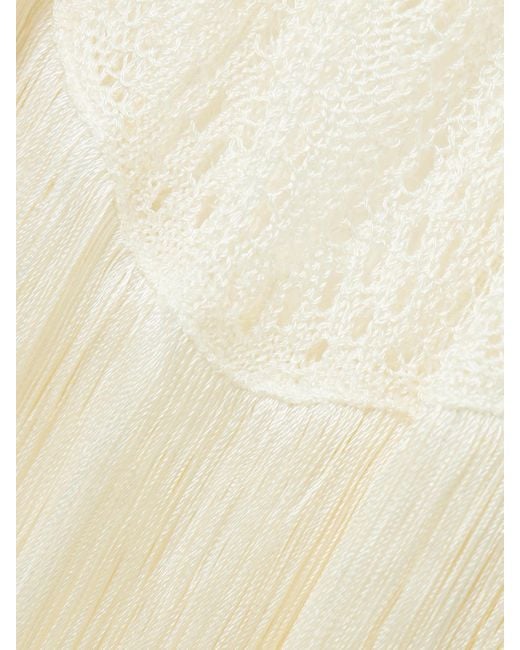Stella McCartney White Maxikleid Aus Häkelmaterial Mit Fransen