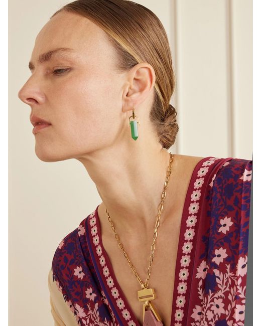 LaDoubleJ Blue Pillar-Plated Aventurine Earrings