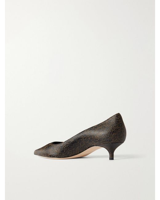 Jimmy Choo Brown Amelia 30 Crinkled-Leather Pumps