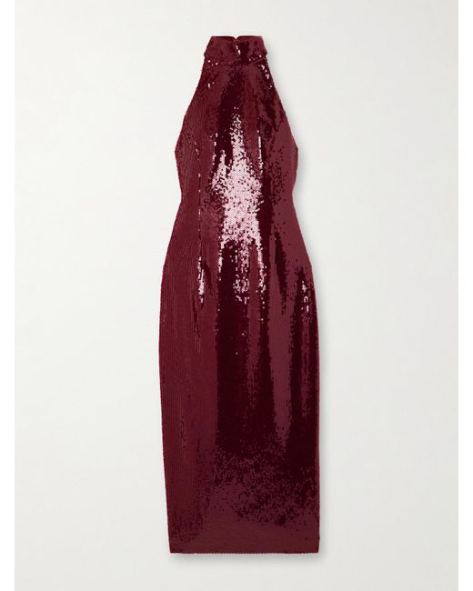 Rebecca Vallance Red Zelda Midikleid Aus Satin Mit Pailletten Und Schleifen