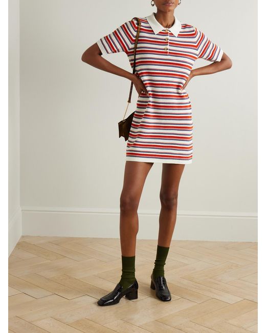 arch4 Red Solva Striped Cotton, Silk And Cashmere-Blend Mini Dress