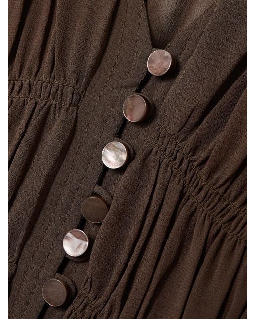 Isabel Marant Brown Briane Gathered Georgette Maxi Dress