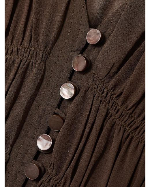 Isabel Marant Brown Briane Maxikleid Aus Georgette Mit Raffungen
