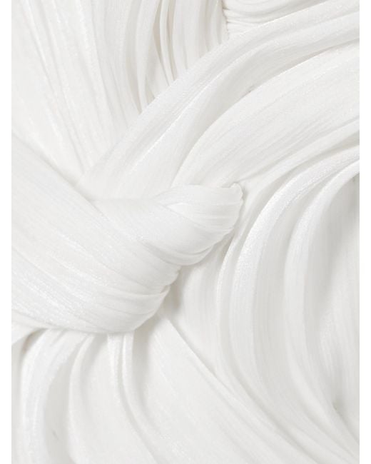 Marmar Halim White Strapless Draped Plissé Silk-Satin Top