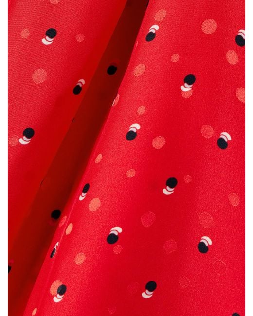 Acne Red Scarf-Detailed Printed Silk-Jacquard Top