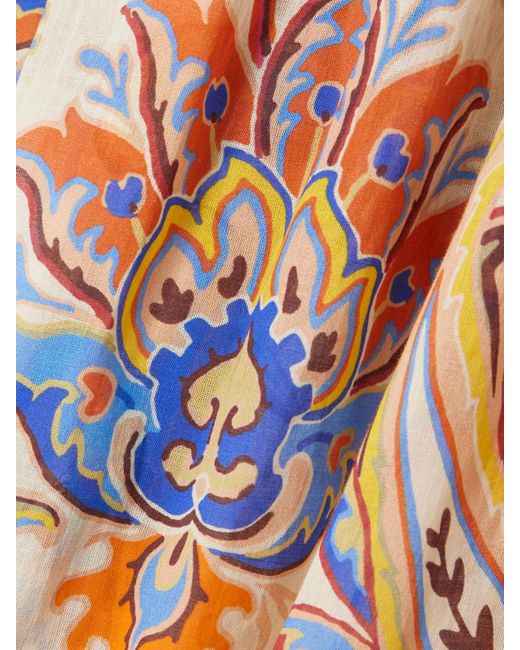 Etro Natural Bluse Aus Baumwoll-Voile Mit Paisley-Muster