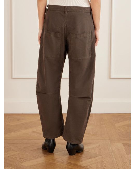 Nili Lotan Brown Shon Cotton-Blend Twill Tapered Pants