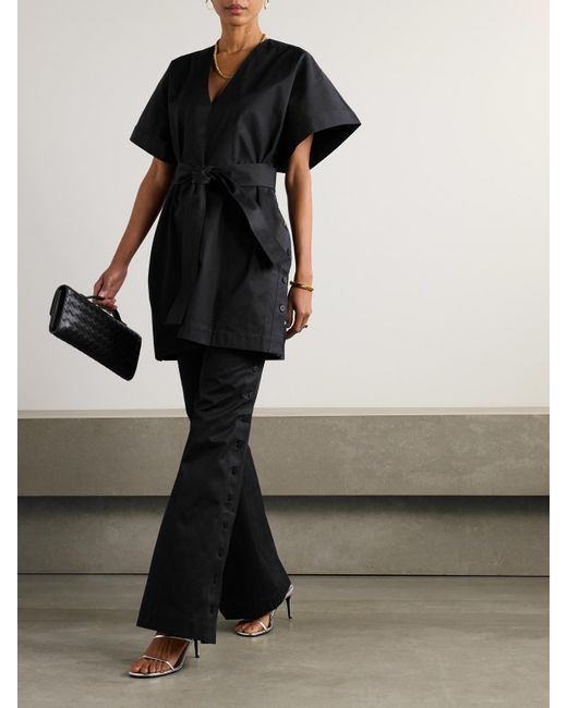 Sa Su Phi Black Elettra Minikleid Aus Baumwoll-Twill Mit Bindegürtel