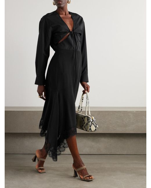 Christopher Esber Black Triqueta Tie-Detailed Cutout Cotton-Poplin Blouse