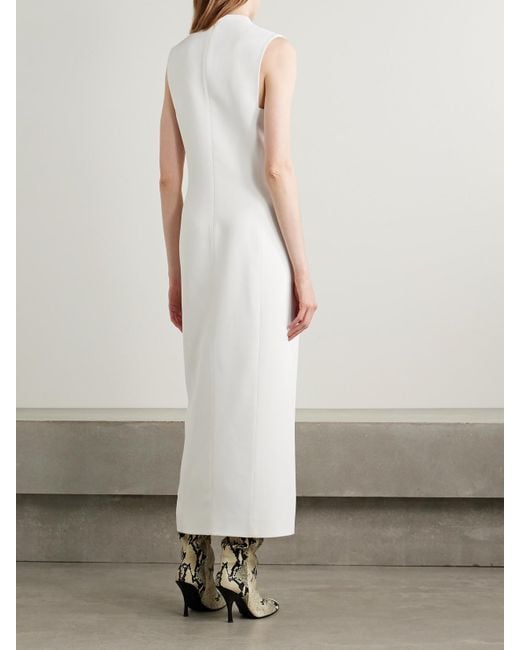 Khaite White Lowen Satin-Crepe Midi Dress