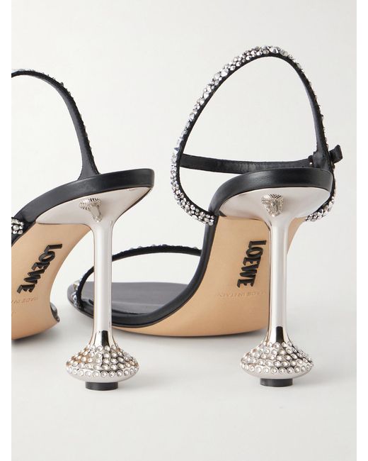 Loewe White Toy 90 Crystal-Embellished Leather Sandals