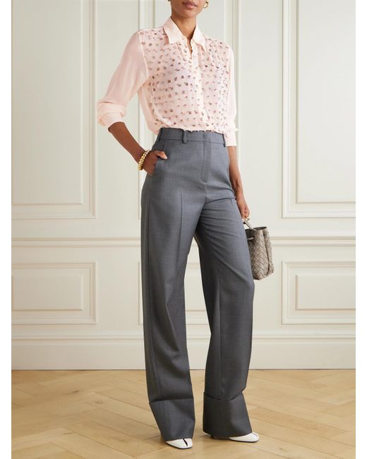 Dries Van Noten Pink Hemd Aus Chiffon Mit Verzierungen