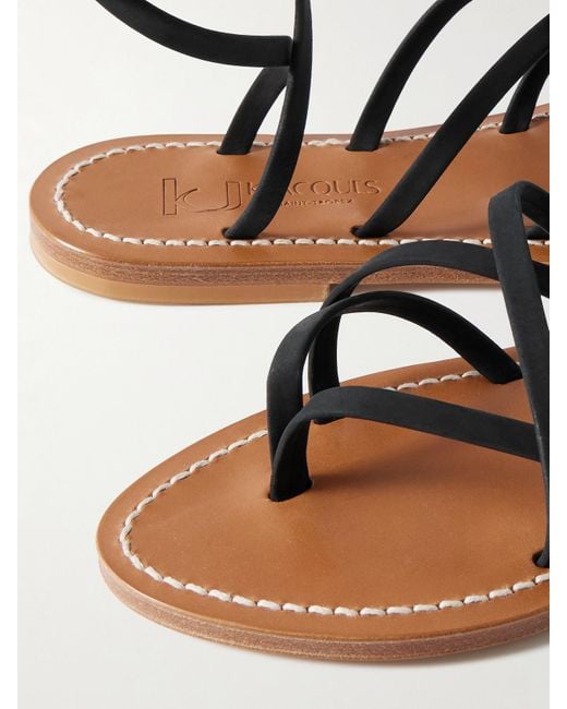 K. Jacques Black Zenobie Leather Sandals