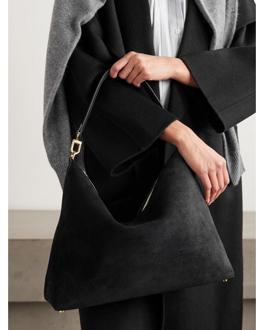 Totême  Black Bevel Medium Suede Tote