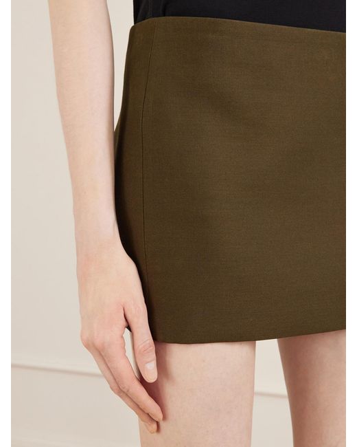 Khaite Green Jett Wool And Silk-Blend Cady Mini Skirt