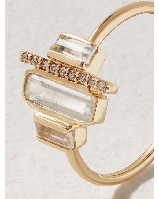 Melissa Joy Manning White Cityscape 14-Karat Recycled, Aquamarine And Diamond Ring