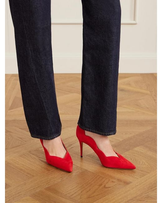 Aquazzura Red Petal 85 Suede Pumps