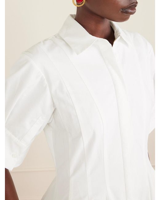 Jonathan Simkhai White Mollie Pleated Cotton-Poplin Midi Shirt Dress