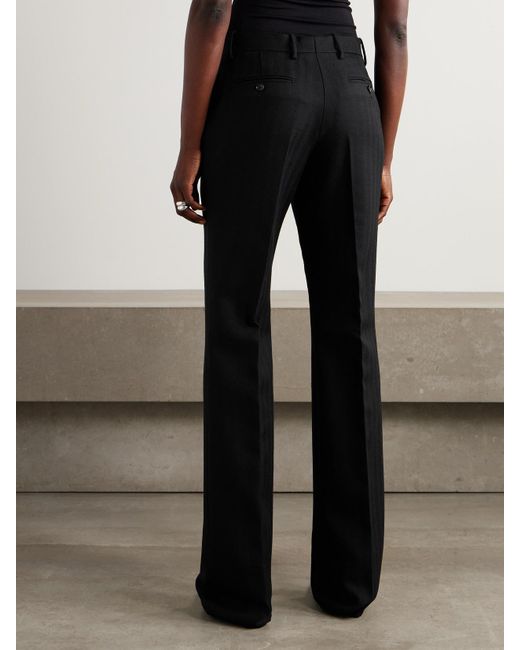 Tom Ford Black Herringbone Wool Straight-Leg Pants