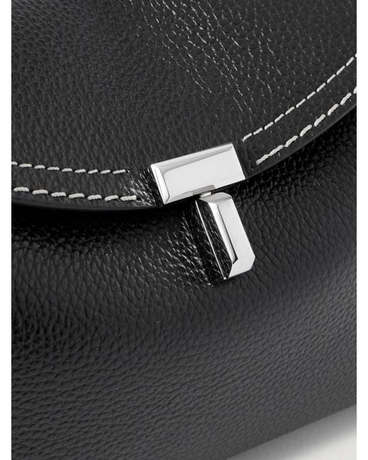 Totême  Black T-Lock Textured-Leather Clutch