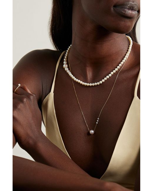 Mizuki Natural 14-Karat, Pearl And Diamond Necklace