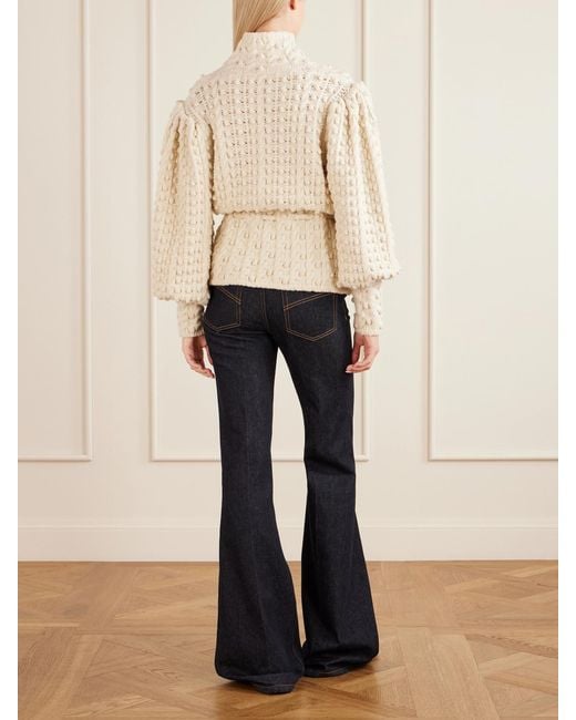 Zimmermann Natural Valiant Embroidered Tie-Detailed Wool Sweater