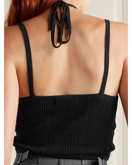 Anna Quan Black Tori Cropped Cotton-Blend Jersey Top