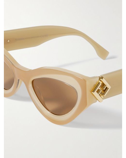 Fendi Natural Ff Diamonds Cat-Eye Acetate Sunglasses