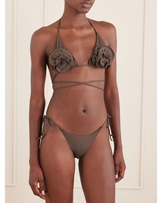 Magda Butrym Gray Appliquéd Bikini Top