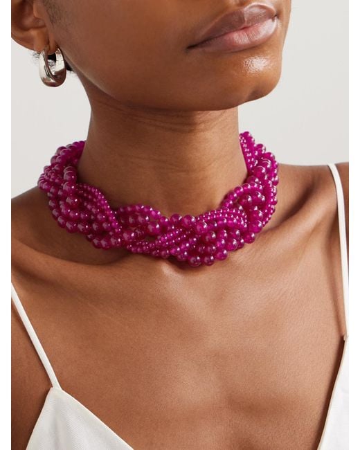 Completedworks Pink Plated Chalcedony Necklace