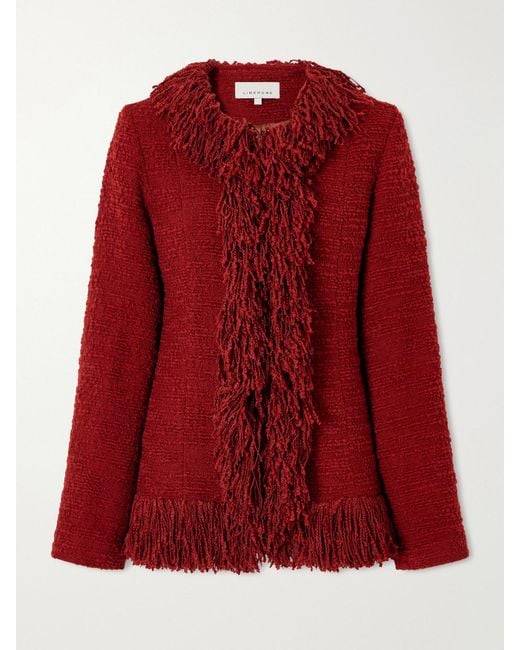 LIBEROWE Red Fringed Wool-Blend Tweed Jacket