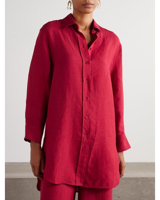 Eres Red L'Intemporel Mignonette Linen Shirt