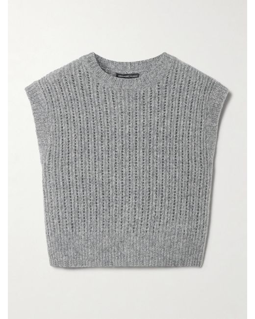 James Perse Gray Cropped Cashmere And Silk-Blend Vest