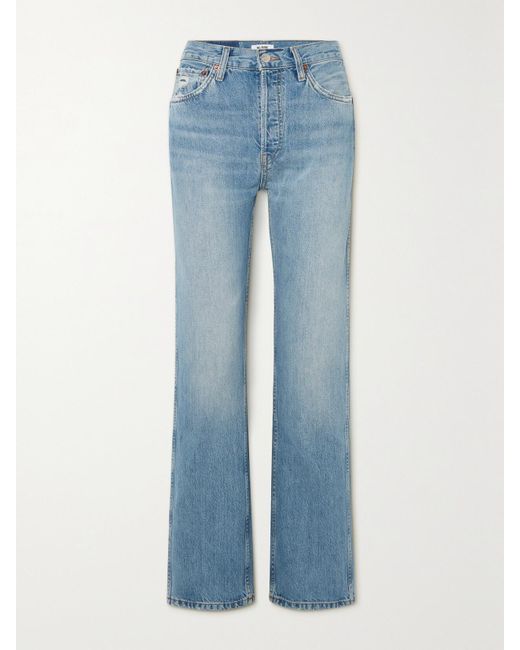 Re/done Blue 90S Loose Hoch Sitzende Jeans Mit Geradem Bein