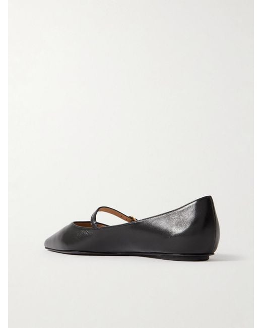 Stuart Weitzman Black Emilia Leather Mary Jane Point-Toe Flats