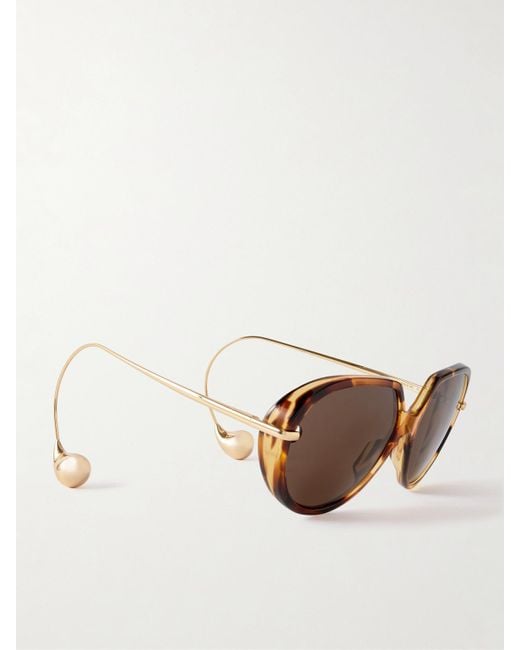 Bottega Veneta Brown Drop Round-Frame Tortoiseshell Acetate And-Tone Sunglasses