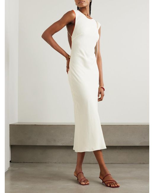 St. Agni White Open-Back Tencel Lyocell And Lenzing Ecovero-Blend Twill Maxi Dress