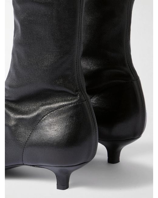 Totême Black Leather Knee Boots