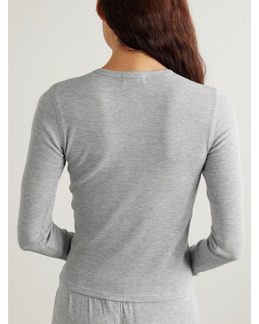 T-Shirt En Coton Et Modal Mélangés Stretch À Mailles Gaufrées ÉTERNE en coloris Gray
