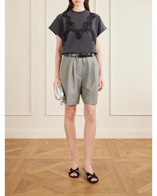 Stella McCartney Black Lace-Trimmed Cotton-Jersey T-Shirt