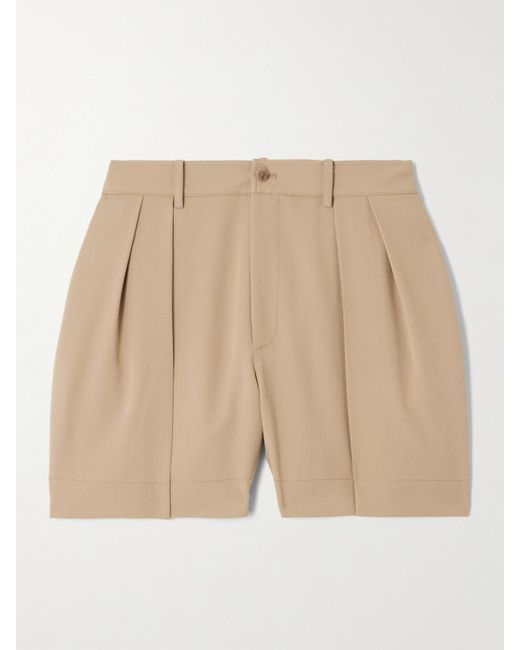 Ralph Lauren Natural Sherri Pleated Wool Shorts