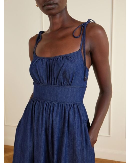 Zimmermann Blue Mahon Broderie Anglaise Cotton-Denim Midi Dress